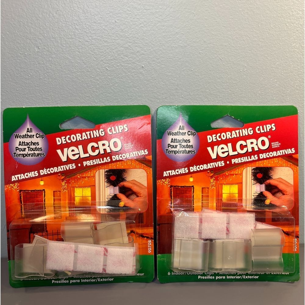 VELCRO Brand All Weather Decorating Clips 2 Packs 12 Total Clear Indoor Outdoor